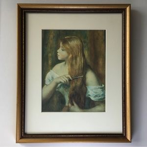Renoir's Blonde Girl Combing Her Hair Quality Art Print Professionally Framed